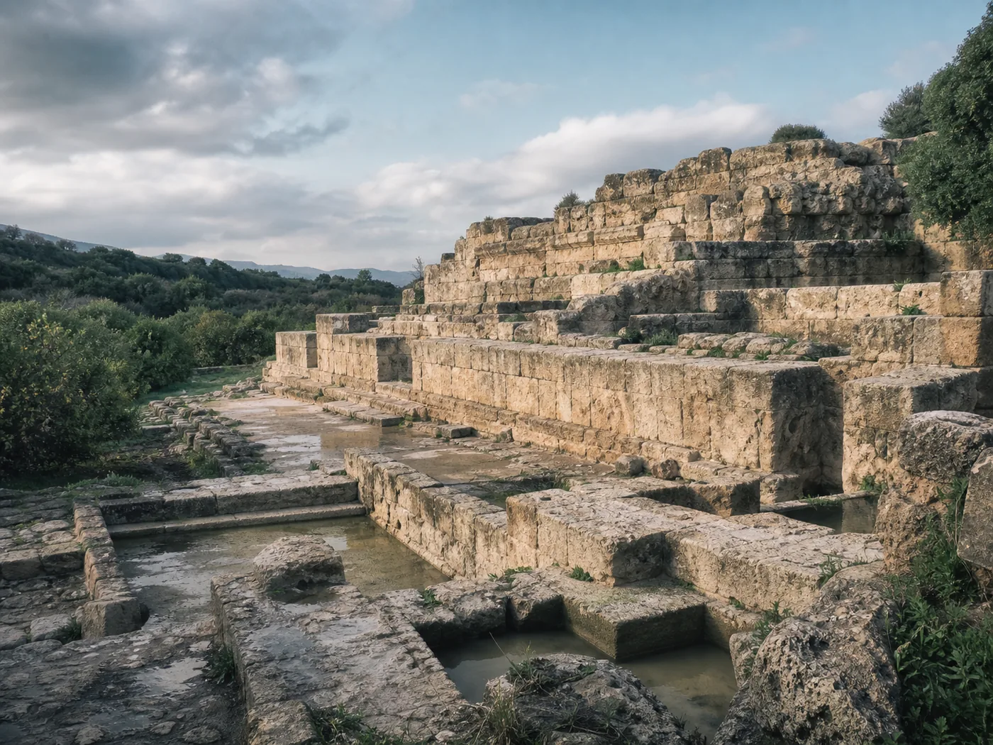 Phoenician stone terraces at the Temple of Eshmoun