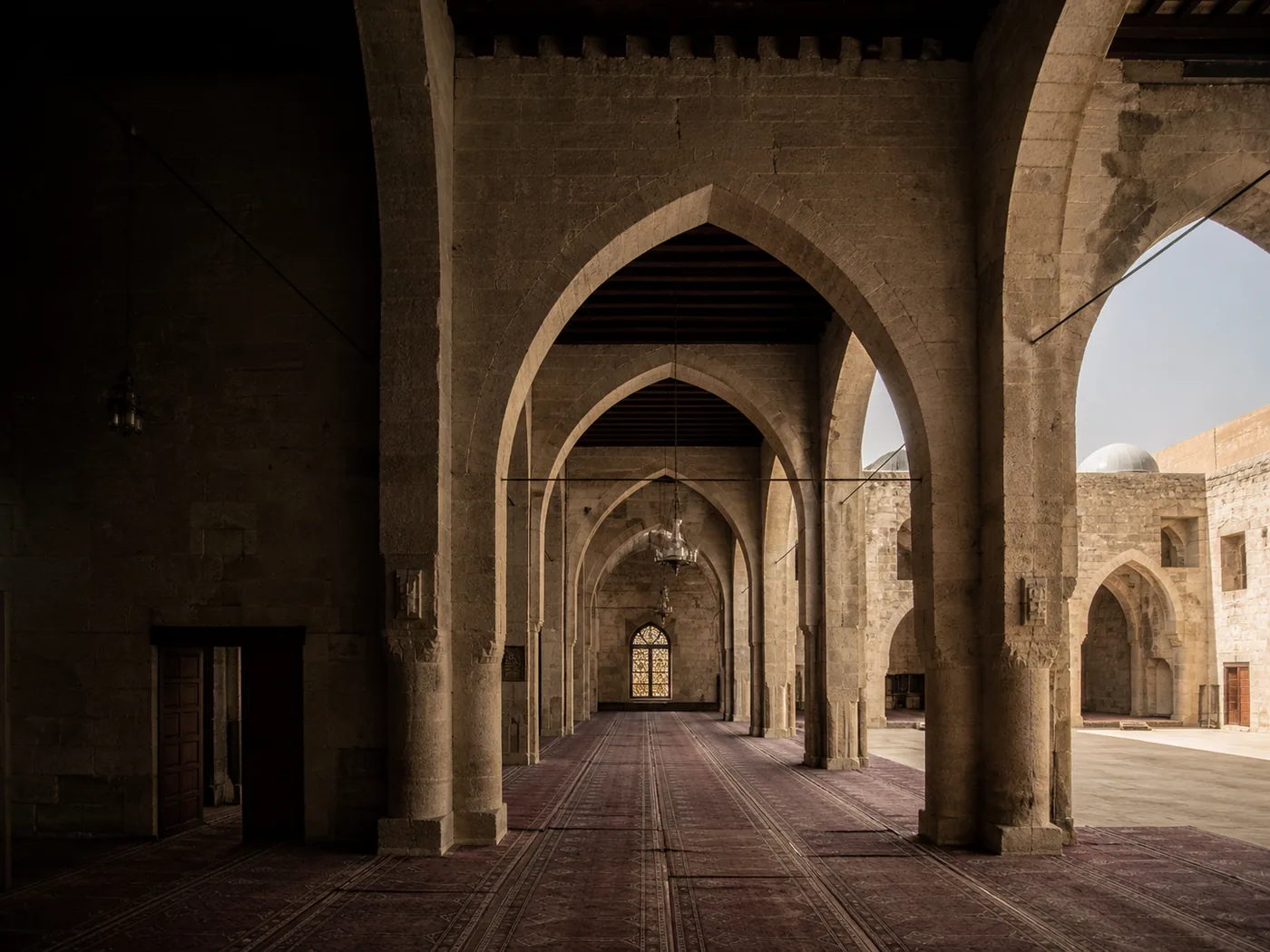 Historic stone mosque interior in Sidon