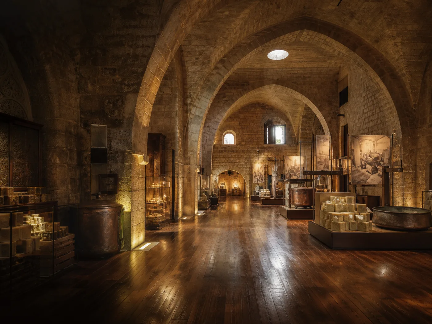 Restored vaulted interior of Sidon Soap Museum