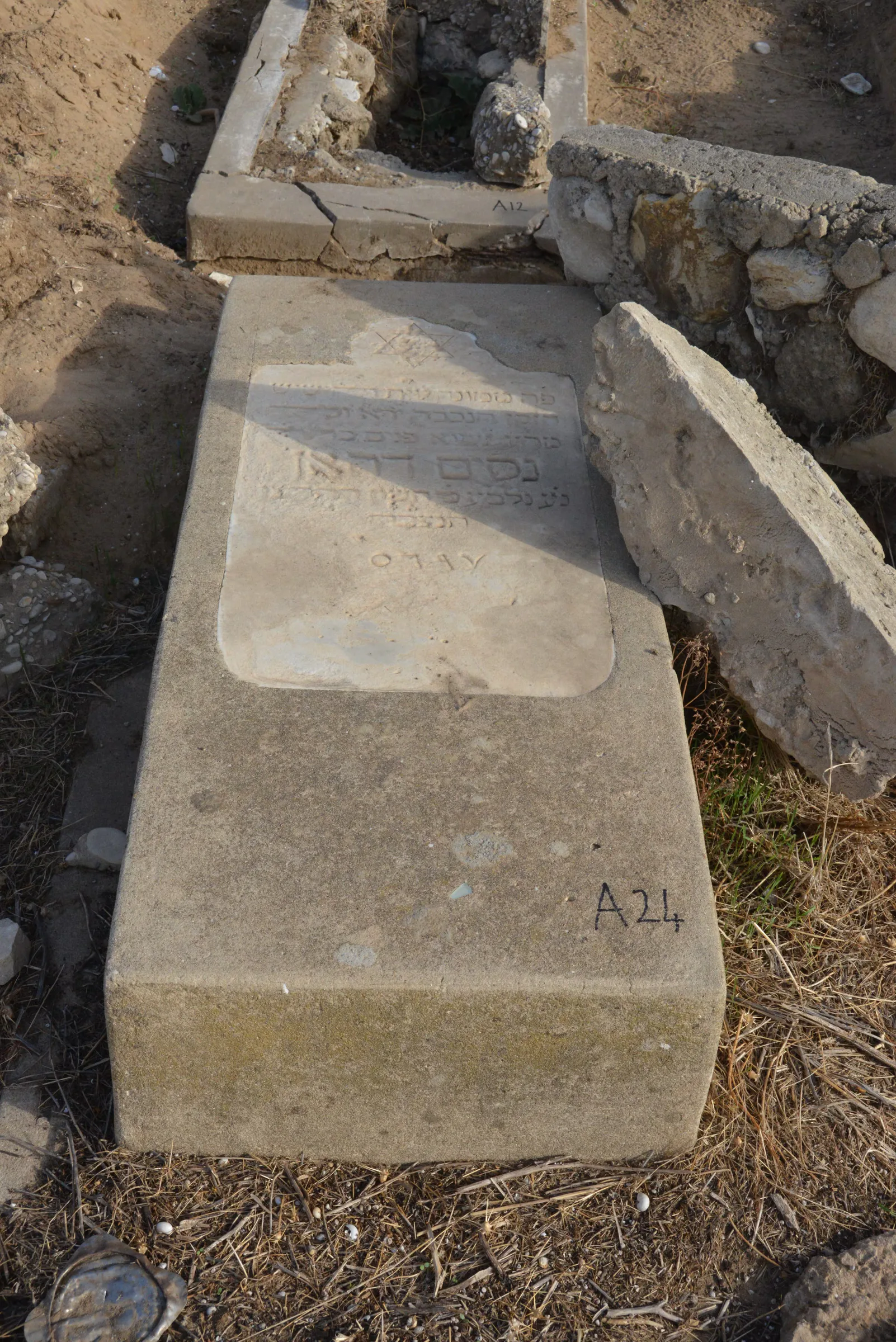 Tomb A24 for Nessim DAHAN, photograph 4 at the Jewish Cemetery of Saida