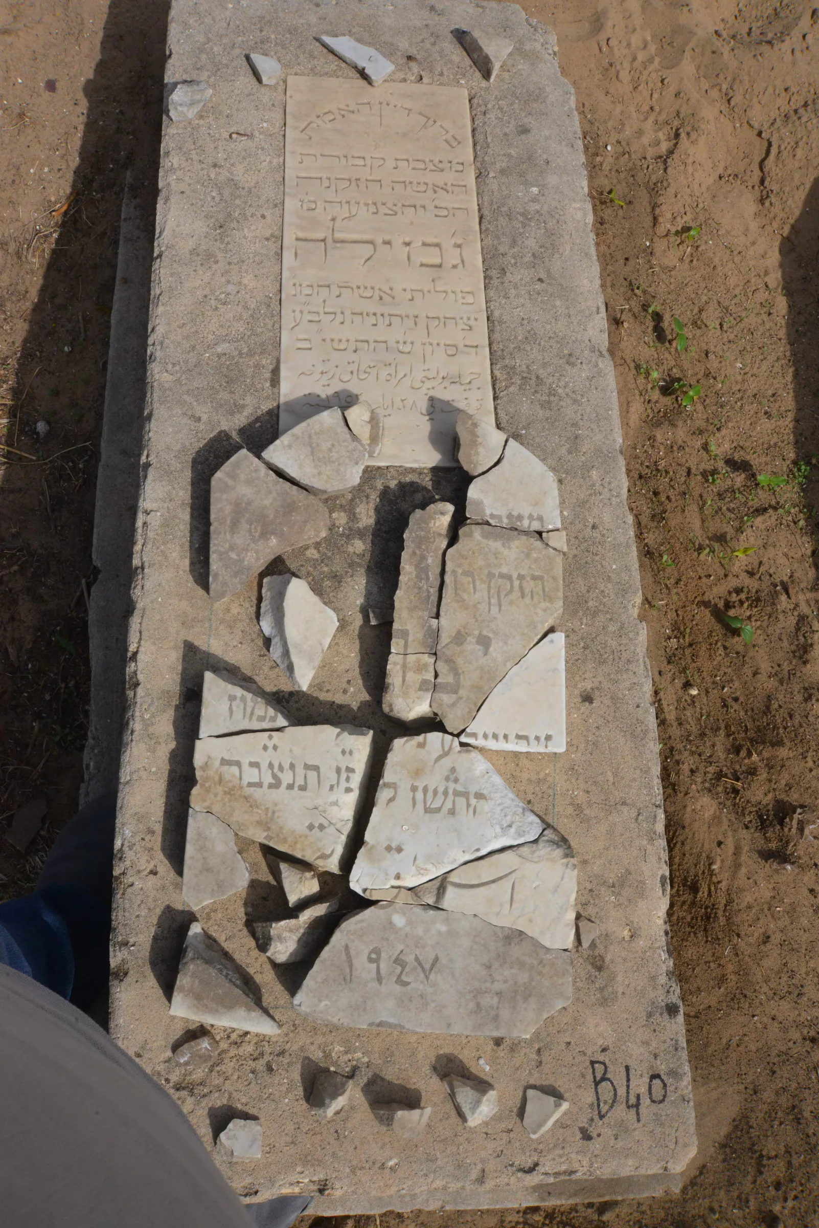 Tomb B40 for Jamileh ZEITOUNI, photograph 5 at the Jewish Cemetery of Saida