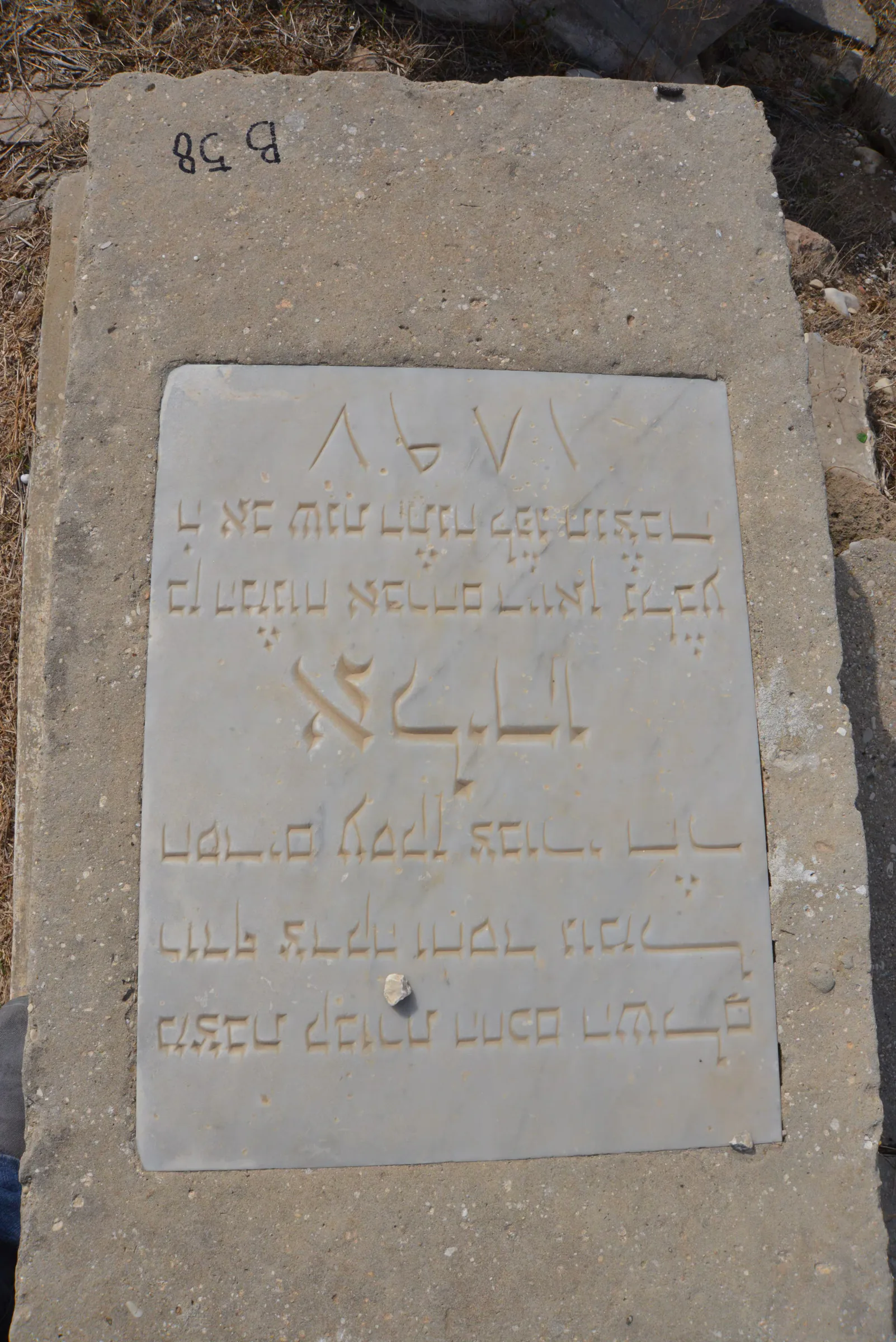 Tomb B58 for Elyahou Rav DIWAN, photograph 2 at the Jewish Cemetery of Saida