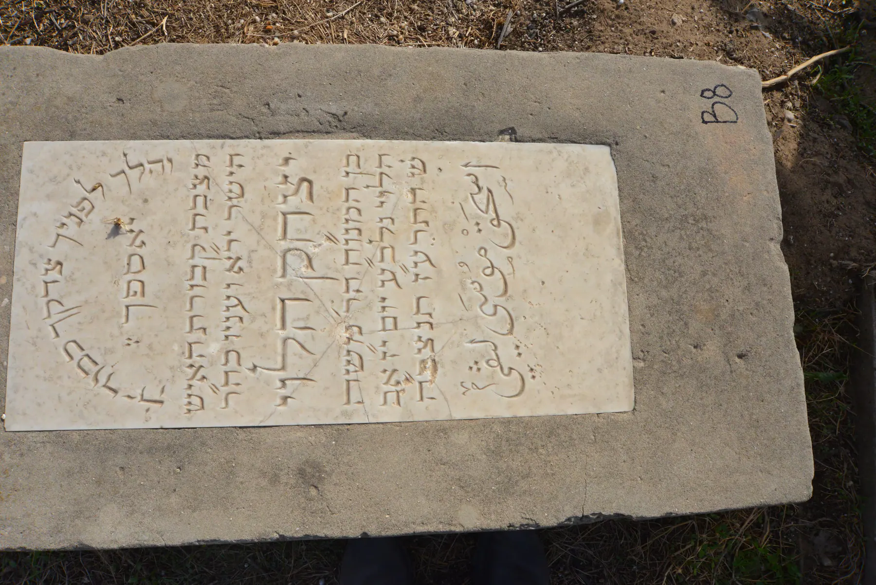 Tomb B8 for Isaac Rav LEVY, photograph 2 at the Jewish Cemetery of Saida