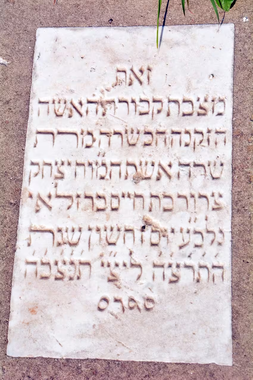 Tomb A35 for Sara SROUR at the Jewish Cemetery of Saida